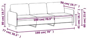 Sofá de 3 lugares 180 cm veludo rosa