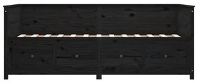 Sofá-cama 100x200 cm madeira de pinho maciça preto