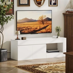 Móvel de TV com 2 Portas Prateleira Aberta Móvel de TV Televisóres de 60 Polegadas 140x40x48 cm Branco