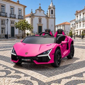 Carro elétrico para Crianças 2 Lugares Lamborghini Revuelto XL STRONG 24V, Rodas AR bombeado, Assento Couro ecológico Rosa