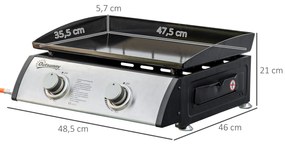 Outsunny Chapa a Gás de Mesa com 2 Queimadores de Aço Inoxidável 6 kW