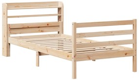 Estrutura de cama com cabeceira 75x190 cm pinho maciço