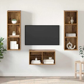 vidaXL Conjunto de Estantes para TV Madeira antiga 37 x 37 x 107 cm