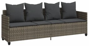 5 pcs conjunto sofás de jardim c/ almofadões vime PE cinzento
