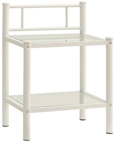 Mesas de cabeceira 2 pcs metal branco e vidro transparente