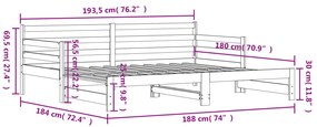 Sofá-cama com gavetão 90x190 cm madeira de pinho maciça branco