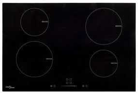 51439 vidaXL Placa de indução com 4 discos ecrã tátil vidro 7000 W 77 cm