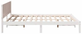 Cama de Madeira Branca Branca Madeira 160 x 200 cm Durável