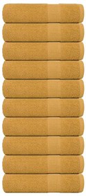 vidaXL Toalhas de mãos FROGN 10 pcs 50x100 cm 360 g/m² ouro