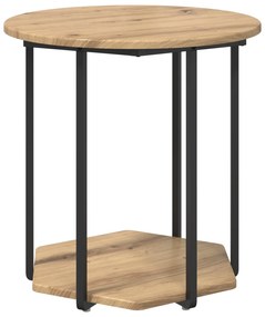 Mesa Lateral vidaXL 2 pcs Carvalho Artesanal em Madeira e Metal