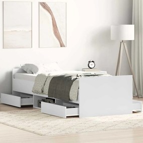 Estrutura de cama c/ painéis cabeceira e pés 90x190 cm branco