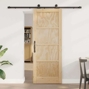 Porta de Correr vidaXL com Conjunto de Hardware 78x202 cm Madeira Sóli