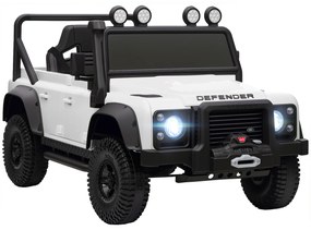 Carro Elétrico para Crianças com Licença Land Rover 12V Controlo Remoto Sistema de Suspensão USB MP3 Velocidade Ajustável Faróis 115x61x61 cm Branco