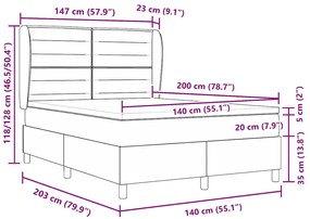 Cama Box Spring com Colchão vidaXL Cinza Claro 140x200 cm Tecido