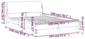 Estrutura de cama c/ cabeceira 140x200 cm tecido cor creme