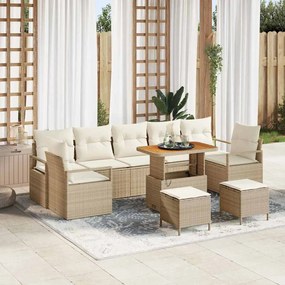 vidaXL Conjunto de Sofá de Jardim de 10 Peças com Almofadas Bege