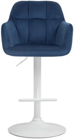 Banco de bar Natoma em veludo com estrutura branca 97-118 x 57 x 59 cm Azul