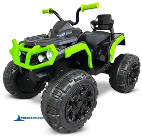 Moto 4 para crianças Eléctrica 906D 12V 2.4G Preto e verde com rodas de borracha