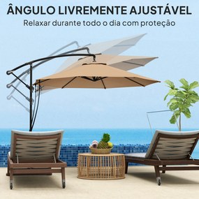 Chapéu de Sol Excêntrico Ø 290 cm Chapéu de Sol de Jardim com Base Cru