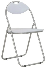 Cadeiras de jantar dobráveis 6 pcs couro artificial branco