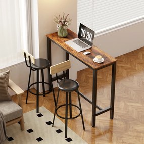 Conjunto de 2 Bancos de Bar Bancos Altos de Cozinha com Encosto e Apoio para Pés Estofados em PU Assento 41,5x36,5x99,5 cm Madeira e Preto