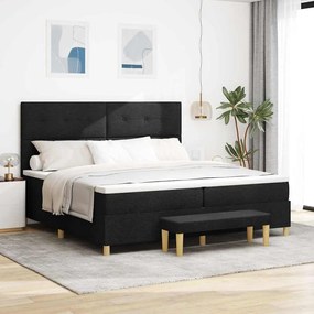 Cama Box com Colchão e Banco vidaXL Preto 200x200 cm Tecido