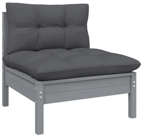 13 pcs conj. lounge de jardim com almofadões antracite pinho