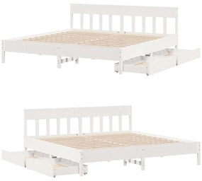 Cama sem colchão 180x200 cm madeira de pinho maciça branco