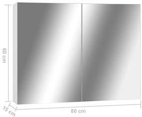 Armário espelhado casa de banho 80x15x60 cm MDF branco