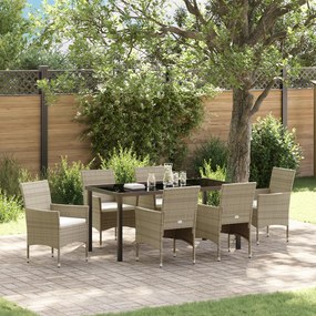 vidaXL Conjunto de Jantar Garden 7 Peças Bege Vime PE