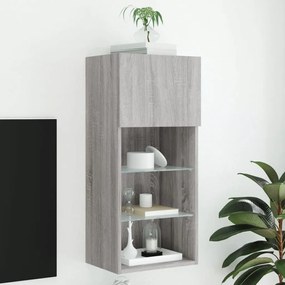 vidaXL Móvel de TV com luzes LED 40,5x30x90 cm cinzento sonoma