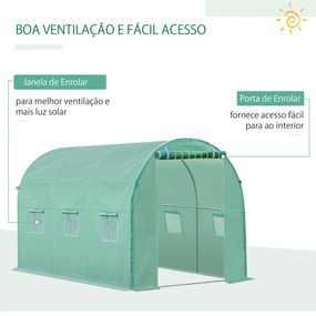 Outsunny Cobertura de Estufa com 6 Janelas e Porta para Jardim Anti-UV