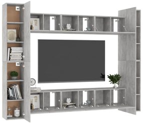 10 pcs conjunto de móveis de TV contraplacado cinzento cimento