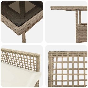 Conjunto de Jantar para Jardim de 3 Peças Bege Rattan Poliéster