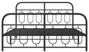 Estrutura de cama com cabeceira e pés 135x190 cm metal preto
