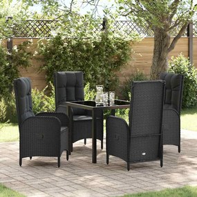 vidaXL Conjunto de Jantar para Jardim 5 Peças em Rattan Sintético Preto