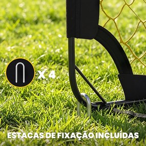Baliza de Futebol Pop-Up Dobrável com Rede Portátil, Saco de Transporte, 4 Estacas em U e Varetas de Fibra de Vidro