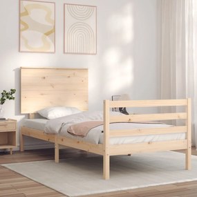 3195186 vidaXL Estrutura cama de solteiro c/ cabeceira madeira maciça