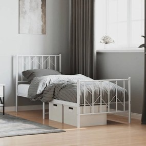 vidaXL Estrutura de cama com cabeceira e pés 75x190 cm metal branco