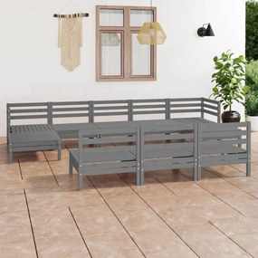 vidaXL 10 pcs conjunto lounge de jardim pinho maciço cinzento