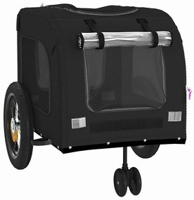 Reboque para Bicicleta para Pets - Tecido Oxford Preto e Ferro