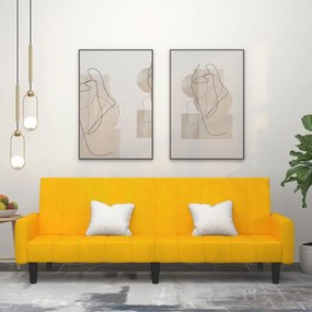 vidaXL Sofá-cama de 2 lugares veludo amarelo