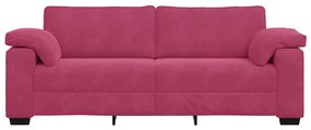 Sofá de 3 lugares veludo 178 cm vermelho tinto