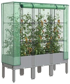 vidaXL Canteiro elevado com cobertura de estufa aspeto de vime