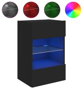 Móveis de parede p/ TV com luzes LED 2 pcs 40x30x60,5 cm preto