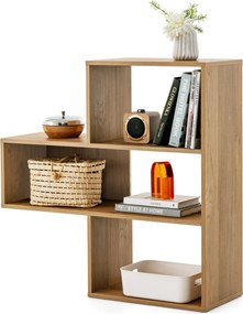 Estante aberta 84 x 29,5 x 83,5 cm com 3 prateleiras para livros Sala Quarto Estúdio Escritório Natural