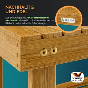 Banco para sapatos em madeira de acácia 70 x 33 x 46 cm Castanho