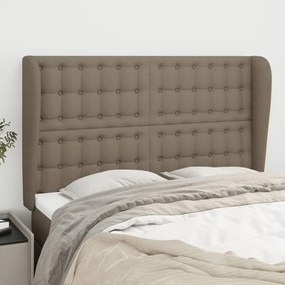 Cabeceira cama abas tecido 147x23x118/128 cm cinza-acastanhado