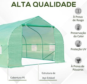 Estufa Tipo Túnel de Jardim 600x300x200cm para Cultivo de Plantas Verd