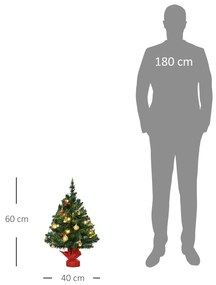 HOMCOM Mini Árvore de Natal 60cm Artificial Decoração de Natal de Pinh